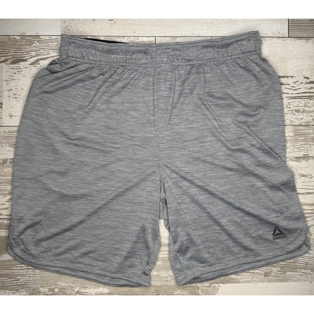 Reebok Shorts Mens Large Gray 8 Inseam Jersey Elastic Waist Gym Training